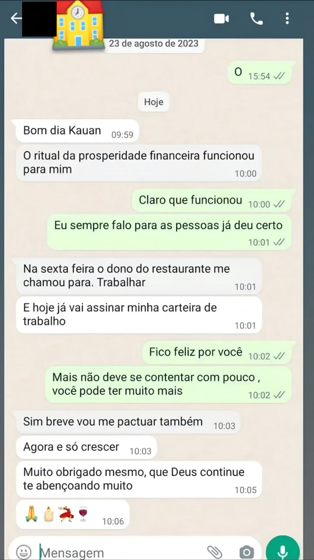 Prova de resultado - Sucesso amoroso